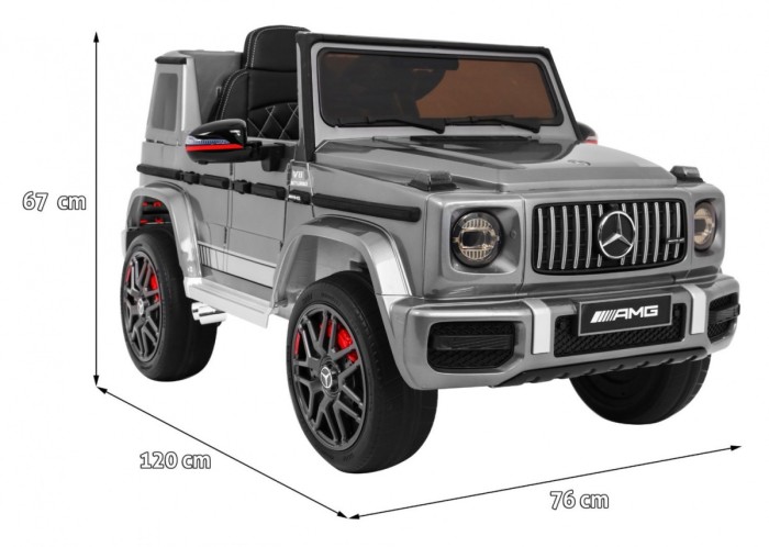 Mercedes AMG G63 dla dzieci Lakier Srebrny + Pilot + MP3 LED + Wolny Start + EVA + Pasy-2 7062 