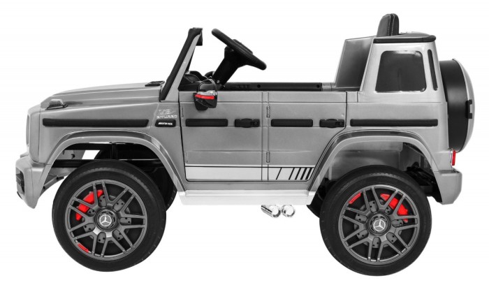 Mercedes AMG G63 dla dzieci Lakier Srebrny + Pilot + MP3 LED + Wolny Start + EVA + Pasy-4 7062 