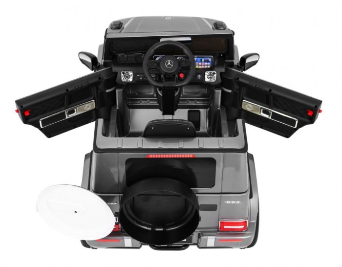 Mercedes AMG G63 dla dzieci Lakier Srebrny + Pilot + MP3 LED + Wolny Start + EVA + Pasy-9 7062 