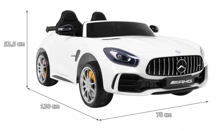 Mercedes-Benz GT R dla dzieci Lakier Biały + Napęd 4x4 + Nawiew powietrza + Pilot + EVA + MP3 LED-2 7070 