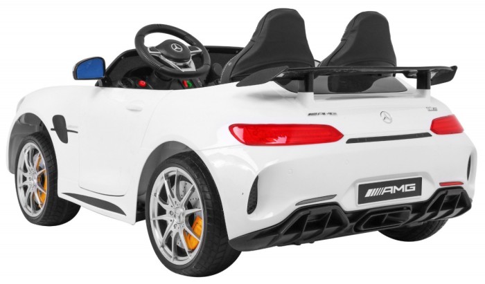 Mercedes-Benz GT R dla dzieci Lakier Biały + Napęd 4x4 + Nawiew powietrza + Pilot + EVA + MP3 LED-5 7070 