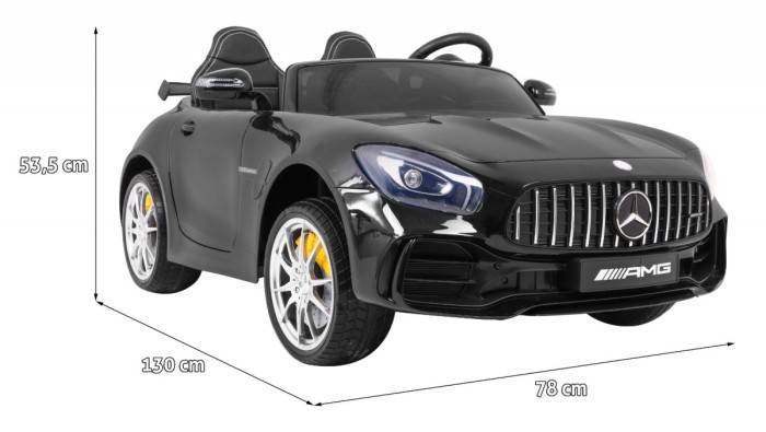 Mercedes-Benz GT R dla dzieci Lakier Czarny + Napęd 4x4 + Nawiew powietrza + Pilot + EVA + MP3 LED-2 7071 