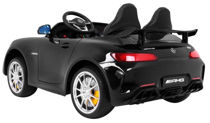 Mercedes-Benz GT R dla dzieci Lakier Czarny + Napęd 4x4 + Nawiew powietrza + Pilot + EVA + MP3 LED-7 7071 