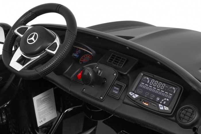 Mercedes-Benz GT R dla dzieci Lakier Czarny + Napęd 4x4 + Nawiew powietrza + Pilot + EVA + MP3 LED-12 7071 