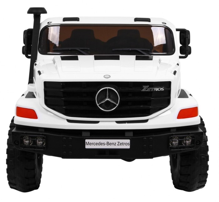 Auto na akumulator Mercedes-Benz Zetros dla dzieci Biały + 2-osobowy + Bagażnik + Pilot-3 7074 