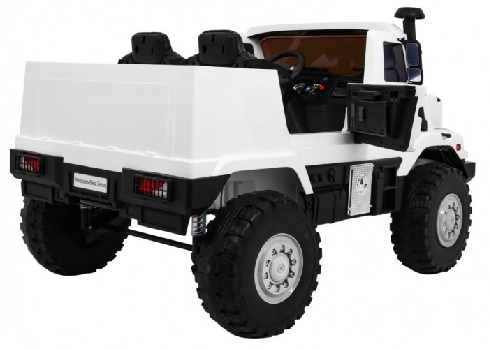 Auto na akumulator Mercedes-Benz Zetros dla dzieci Biały + 2-osobowy + Bagażnik + Pilot-9 7074 