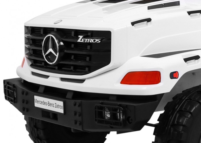 Auto na akumulator Mercedes-Benz Zetros dla dzieci Biały + 2-osobowy + Bagażnik + Pilot-13 7074 