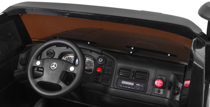 Auto na akumulator Mercedes-Benz Zetros dla dzieci Czarny + 2-osobowy + Bagażnik + Pilot-9 7075 