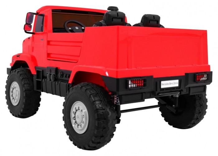 Auto na akumulator Mercedes-Benz Zetros dla dzieci Czerwony + 2-osobowy + Bagażnik + Pilot-5 7076 