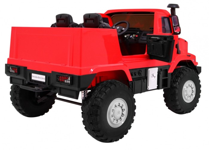 Auto na akumulator Mercedes-Benz Zetros dla dzieci Czerwony + 2-osobowy + Bagażnik + Pilot-11 7076 