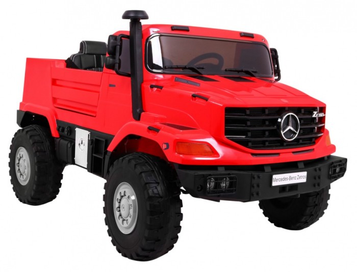 Auto na akumulator Mercedes-Benz Zetros dla dzieci Czerwony + 2-osobowy + Bagażnik + Pilot-12 7076 