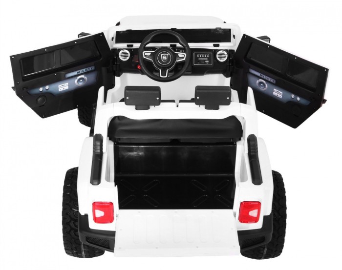 Auto na akumulator Mighty Jeep dla dzieci Biały + 2-osobowy + Napęd 4x4 + 2 bagażniki-3 7077 