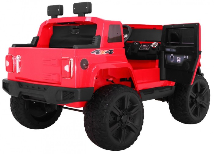 Auto na akumulator Mighty Jeep dla dzieci Czerwony + 2-osobowy + Napęd 4x4 + 2 bagażniki-3 7078 
