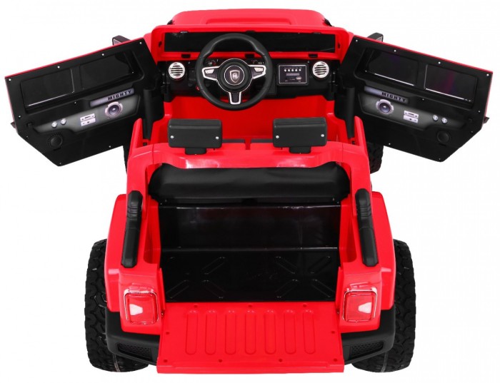 Auto na akumulator Mighty Jeep dla dzieci Czerwony + 2-osobowy + Napęd 4x4 + 2 bagażniki-4 7078 