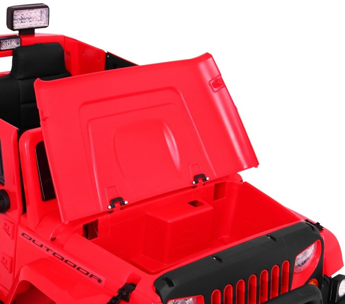 Auto na akumulator Mighty Jeep dla dzieci Czerwony + 2-osobowy + Napęd 4x4 + 2 bagażniki-5 7078 