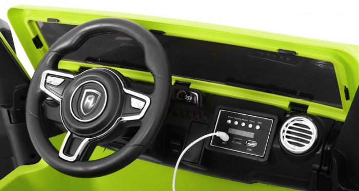Auto na akumulator Mighty Jeep dla dzieci Zielony + 2-osobowy + Napęd 4x4 + 2 bagażniki-4 7079 