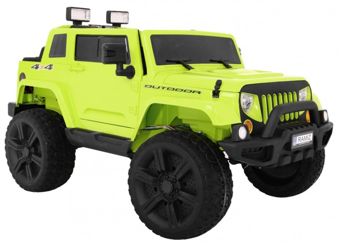 Auto na akumulator Mighty Jeep dla dzieci Zielony + 2-osobowy + Napęd 4x4 + 2 bagażniki-6 7079 