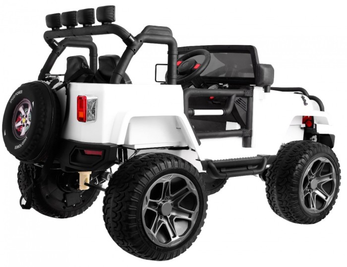 Auto terenowe typu jeep Monster 4x4 dla dzieci Biały + Pilot + Regulacja siedzenia + Wolny Start + MP3 LED + Bagażnik + Plecak-2 7080 