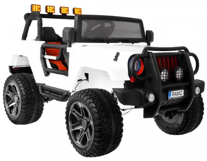 Auto terenowe typu jeep Monster 4x4 dla dzieci Biały + Pilot + Regulacja siedzenia + Wolny Start + MP3 LED + Bagażnik + Plecak-3 7080 