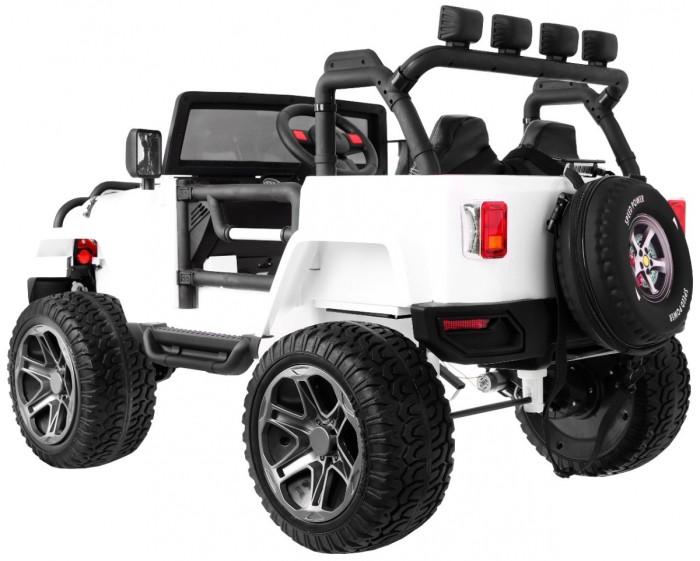 Auto terenowe typu jeep Monster 4x4 dla dzieci Biały + Pilot + Regulacja siedzenia + Wolny Start + MP3 LED + Bagażnik + Plecak-4 7080 