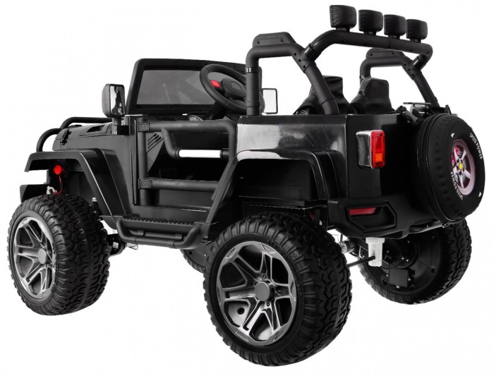 Auto terenowe typu jeep Monster 4x4 dla dzieci Czarny + Pilot + Regulacja siedzenia + Wolny Start + MP3 LED + Bagażnik + Plecak-4 7081 