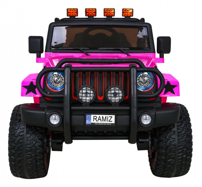 Auto terenowe typu jeep Monster 4x4 dla dzieci Różowy + Pilot + Regulacja siedzenia + Wolny Start + MP3 LED + Bagażnik + Plecak-3 7083 
