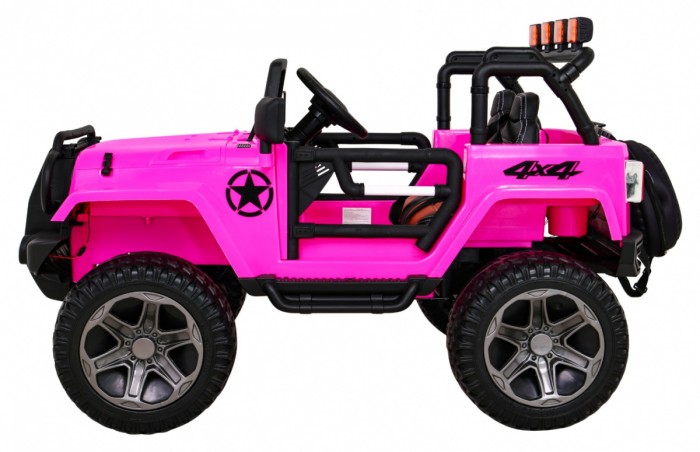 Auto terenowe typu jeep Monster 4x4 dla dzieci Różowy + Pilot + Regulacja siedzenia + Wolny Start + MP3 LED + Bagażnik + Plecak-4 7083 