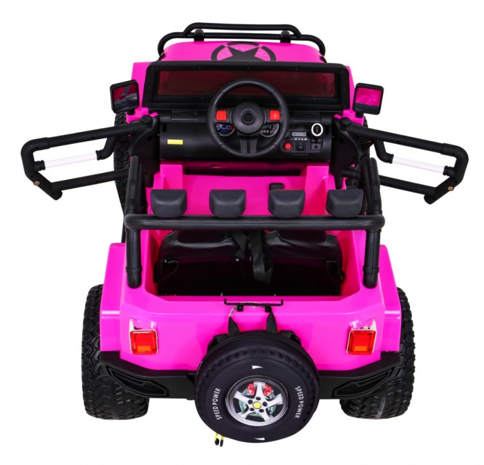 Auto terenowe typu jeep Monster 4x4 dla dzieci Różowy + Pilot + Regulacja siedzenia + Wolny Start + MP3 LED + Bagażnik + Plecak-7 7083 