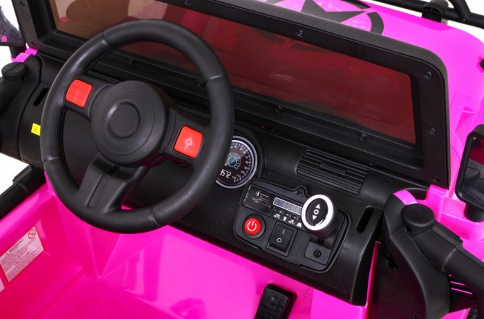 Auto terenowe typu jeep Monster 4x4 dla dzieci Różowy + Pilot + Regulacja siedzenia + Wolny Start + MP3 LED + Bagażnik + Plecak-9 7083 