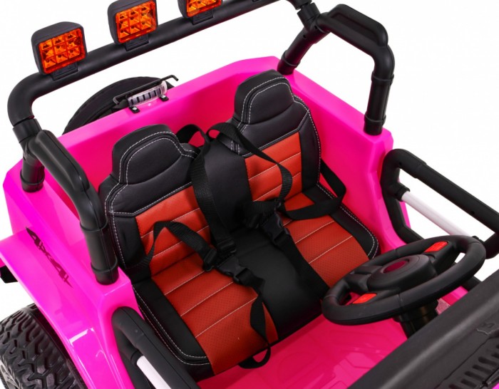 Auto terenowe typu jeep Monster 4x4 dla dzieci Różowy + Pilot + Regulacja siedzenia + Wolny Start + MP3 LED + Bagażnik + Plecak-11 7083 