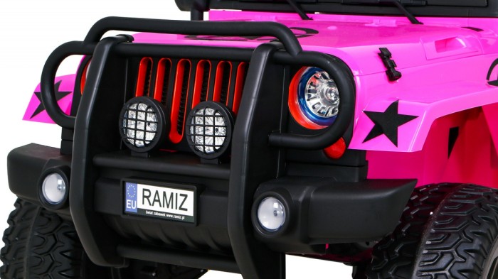 Auto terenowe typu jeep Monster 4x4 dla dzieci Różowy + Pilot + Regulacja siedzenia + Wolny Start + MP3 LED + Bagażnik + Plecak-12 7083 