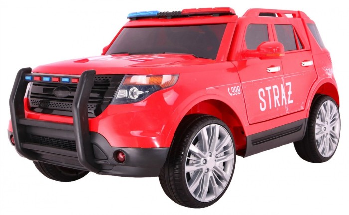 Auto SUV Straż Pożarna na akumulator dla dzieci + Syreny + Światła + Megafon + Pilot-3 7152 