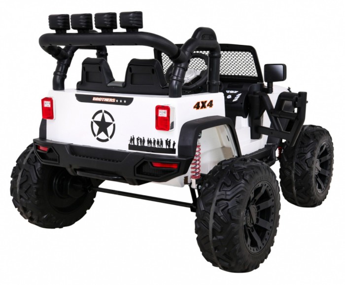 Autko terenowe Brothers na akumulator Biały + Pilot + Wolny Start + EVA + LED MP3-8 7153 