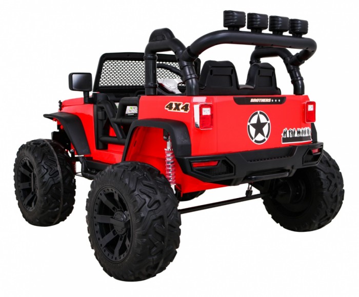 Autko terenowe Brothers na akumulator Czerwony + Pilot + Wolny Start + EVA + LED MP3-5 7155 