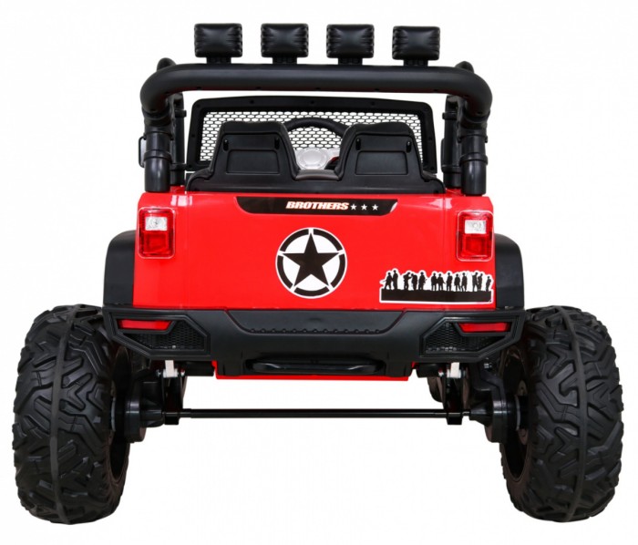 Autko terenowe Brothers na akumulator Czerwony + Pilot + Wolny Start + EVA + LED MP3-6 7155 
