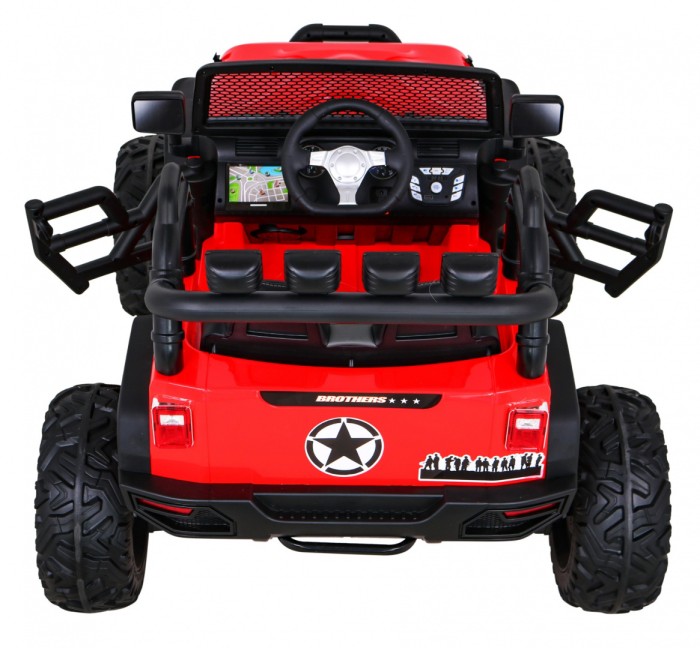 Autko terenowe Brothers na akumulator Czerwony + Pilot + Wolny Start + EVA + LED MP3-7 7155 