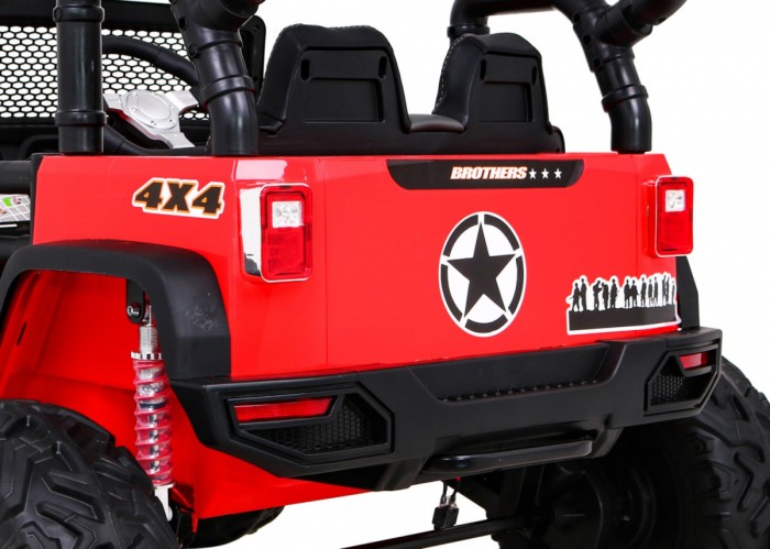 Autko terenowe Brothers na akumulator Czerwony + Pilot + Wolny Start + EVA + LED MP3-13 7155 