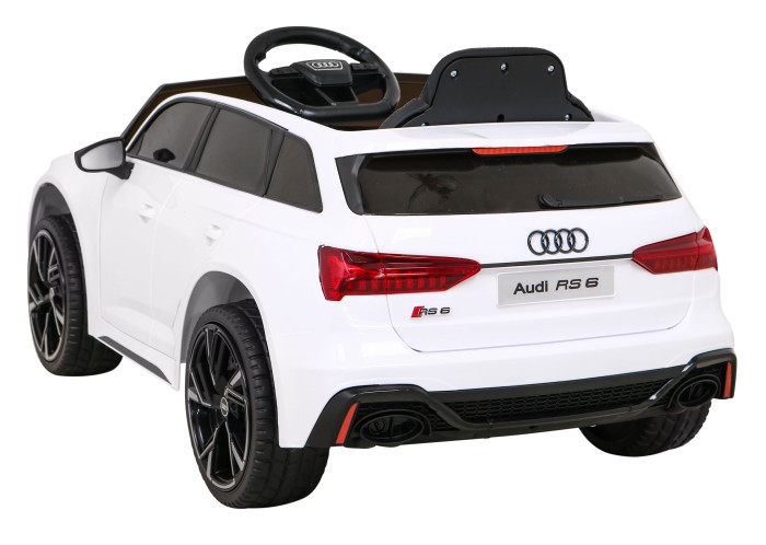 Audi RS 6 Elektryczny Samochodzik dla dzieci Biały + Pilot + Koła EVA + Wolny Start + Audio LED-5 7182 