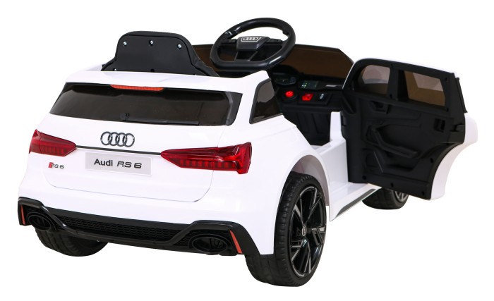 Audi RS 6 Elektryczny Samochodzik dla dzieci Biały + Pilot + Koła EVA + Wolny Start + Audio LED-10 7182 