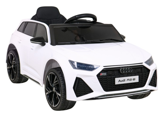 Audi RS 6 Elektryczny Samochodzik dla dzieci Biały + Pilot + Koła EVA + Wolny Start + Audio LED-11 7182 