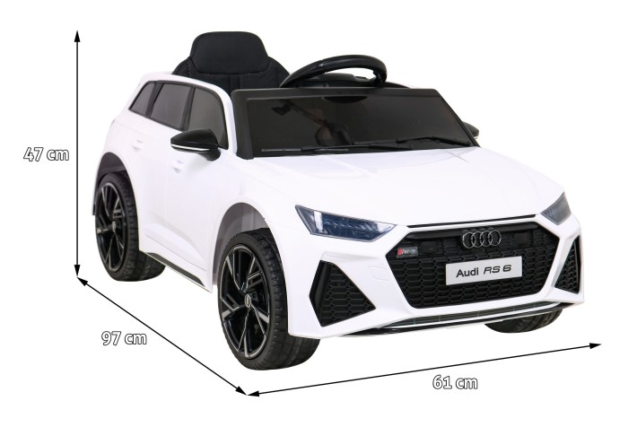 Audi RS 6 Elektryczny Samochodzik dla dzieci Biały + Pilot + Koła EVA + Wolny Start + Audio LED-13 7182 
