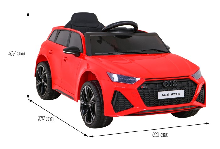 Audi RS 6 Elektryczny Samochodzik dla dzieci Czerwony + Pilot + Koła EVA + Wolny Start + Audio LED-13 7184 