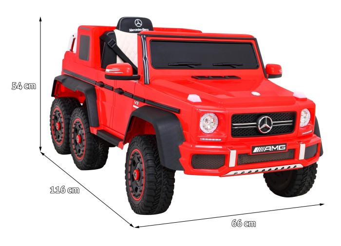 Mercedes G63 AMG Autko na akumulator Czerwony + Pilot + 6 kół EVA + Wolny Start + MP3 LED-14 7195 