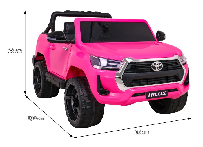 Toyota Hilux na akumulator dla dzieci, Różowy Pickup + Napęd 4x4 + Pilot-14 7198 