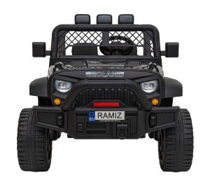 Autko terenowe Geoland Power dla 2 dzieci Czarny + Pilot + Silniki 2x200W + Bagażnik + Radio MP3 + LED
