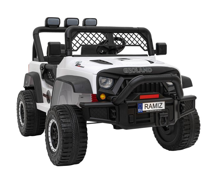 Autko terenowe Geoland Power dla 2 dzieci Biały + Pilot + Silniki 2x200W + Bagażnik + Radio MP3 + LED-3 7205 