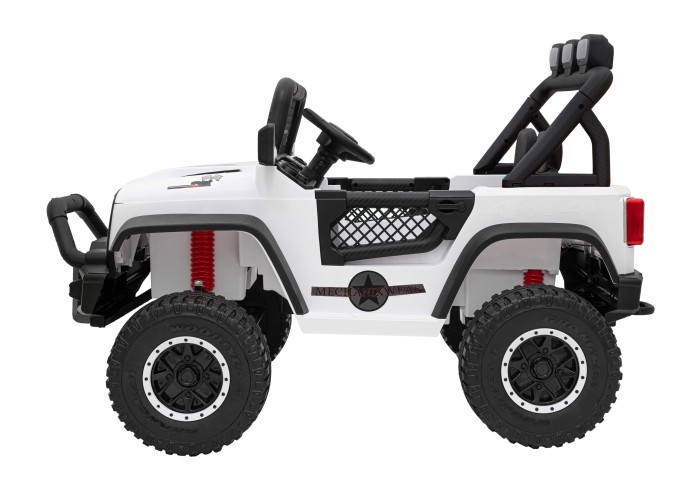 Autko terenowe Geoland Power dla 2 dzieci Biały + Pilot + Silniki 2x200W + Bagażnik + Radio MP3 + LED-4 7205 