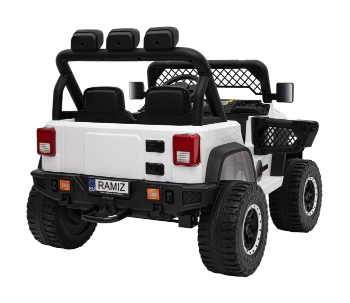 Autko terenowe Geoland Power dla 2 dzieci Biały + Pilot + Silniki 2x200W + Bagażnik + Radio MP3 + LED-11 7205 