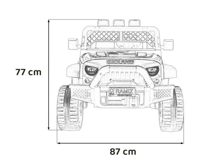 Autko terenowe Geoland Power dla 2 dzieci Biały + Pilot + Silniki 2x200W + Bagażnik + Radio MP3 + LED-20 7205 