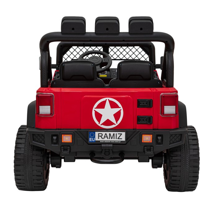 Autko terenowe Geoland Power dla 2 dzieci Czerwony + Pilot + Silniki 2x200W + Bagażnik + Radio MP3 + LED-5 7206 
